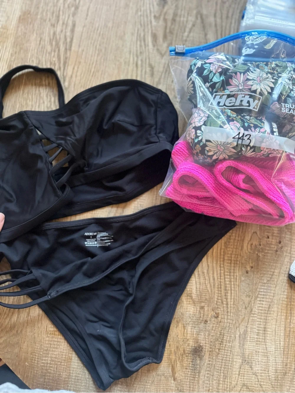Adore Me Black One-Shoulder Strappy Bikini Set